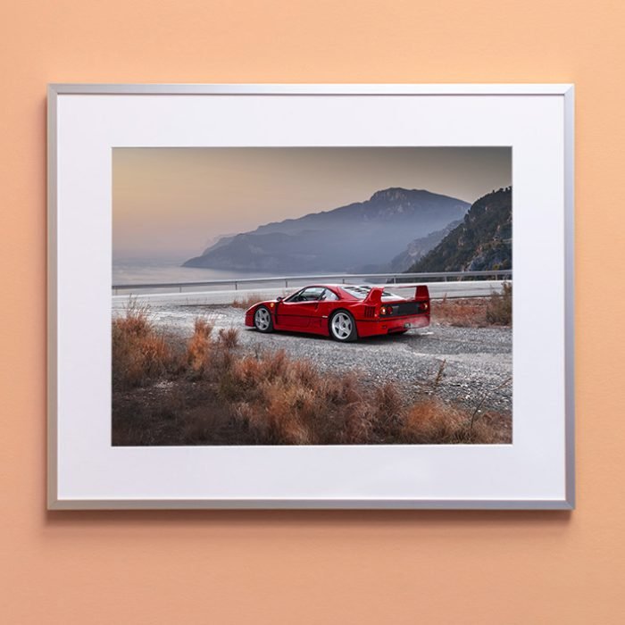 mockup cuadro lamina marco ferrari f40 paisaje mallorca